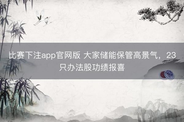 比赛下注app官网版 大家储能保管高景气，23只办法股功绩报喜