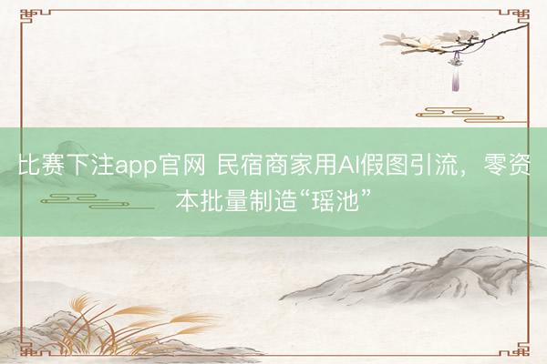 比赛下注app官网 民宿商家用AI假图引流，零资本批量制造“瑶池”